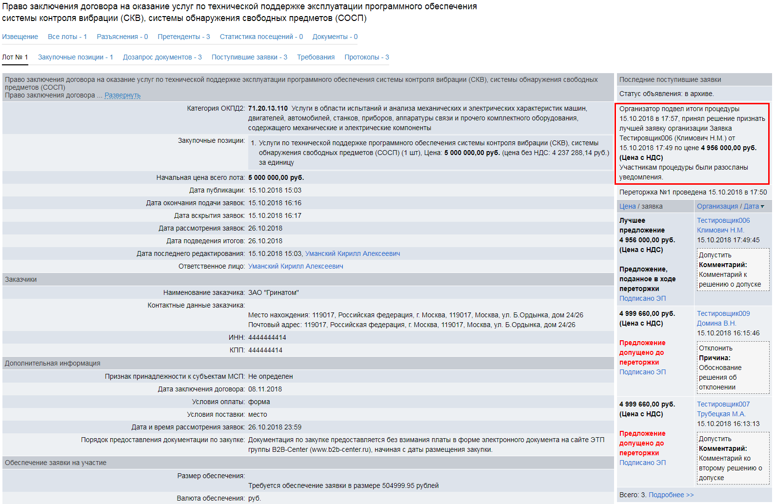 Переторжка это. На сайте Росатом прикрепить договор.